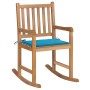 Solid Teak Wood Rocking Chair with Blue Cushion by vidaXL, Garden chairs - Ref: Foro24-3062761, Price: 160,70 €, Discount: %