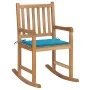 Solid Teak Wood Rocking Chair with Blue Cushion by vidaXL, Garden chairs - Ref: Foro24-3062761, Price: 158,39 €, Discount: %