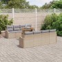 Conjunto de sofá de jardín con cojín 7 pcs beige y gris claro