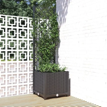 Planter with black PP trellis 40x40x136 cm by vidaXL, Pots and planters - Ref: Foro24-318269, Price: 60,57 €, Discount: %