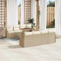 Conjunto de sofá de jardín 7 pcs beige y crema 100 x 55 x 73 cm