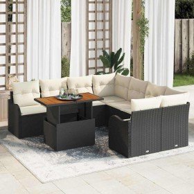 Conjunto de sofá de jardín 7 pcs Negro y crema 100 x 55 x 73 cm