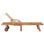 Lounger with gray checkered cushion solid teak wood by vidaXL, Loungers - Ref: Foro24-3063020, Price: 276,52 €, Discount: %