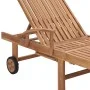 Lounger with gray checkered cushion solid teak wood by vidaXL, Loungers - Ref: Foro24-3063020, Price: 298,13 €, Discount: %