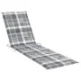 Lounger with gray checkered cushion solid teak wood by vidaXL, Loungers - Ref: Foro24-3063020, Price: 298,13 €, Discount: %