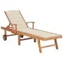 Sun lounger with cream cushion solid teak wood by vidaXL, Loungers - Ref: Foro24-3063008, Price: 300,75 €, Discount: %