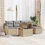 Conjunto de sofá de jardín con cojín 6 pcs beige y gris claro