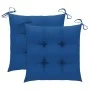 Sillas de jardín 2 uds madera maciza de teca con cojines azules de vidaXL, Sillas de jardín - Ref: Foro24-3062755, Precio: 30...