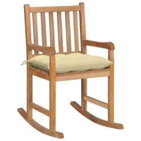 Solid Teak Wood Rocking Chair with Cream White Cushion by vidaXL, Garden chairs - Ref: Foro24-3062774, Price: 163,14 €, Disco...