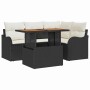 Conjunto de sofá de jardín 5 pcs Negro y crema 100 x 55 x 73 cm
