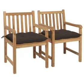 Gartenstühle 2 Stück Teakholz mit grauen Taupe-Kissen von vidaXL, Gartenstühle - Ref: Foro24-3062753, Preis: 301,53 €, Rabatt: %