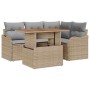 Conjunto de sofá de jardín con cojín 5 pcs beige y gris claro