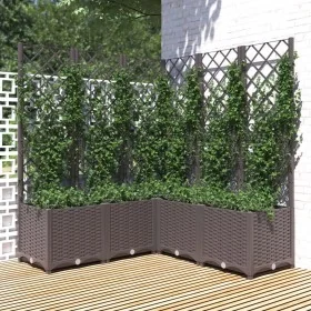 Planter with brown PP trellis 120x120x136 cm by vidaXL, Pots and planters - Ref: Foro24-318267, Price: 212,08 €, Discount: %