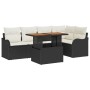 Conjunto de sofá de jardín 6 pcs Negro y crema 100 x 55 x 73 cm