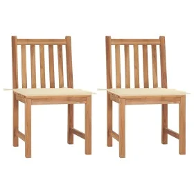 Garden chairs 2 units solid teak wood with cushions by vidaXL, Garden chairs - Ref: Foro24-3062918, Price: 226,05 €, Discount: %