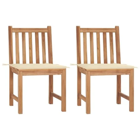 Sillas de jardín 2 unidades madera maciza de teca con cojines de vidaXL, Sillas de jardín - Ref: Foro24-3062918, Precio: 225,...