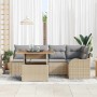 Conjunto de sofá de jardín con cojín 6 pcs beige y gris claro