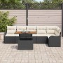Conjunto de sofá de jardín 7 pcs Negro y crema 100 x 55 x 73 cm