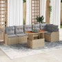 Conjunto de sofá de jardín con cojín 7 pcs beige y gris claro