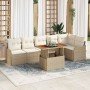 Conjunto de sofá de jardín 7 pcs beige y crema 100 x 55 x 73 cm