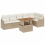 Conjunto de sofá de jardín 7 pcs beige y crema 100 x 55 x 73 cm