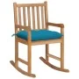 Silla mecedora de madera maciza de teca con cojín azul claro de vidaXL, Sillas de jardín - Ref: Foro24-3062776, Precio: 158,2...
