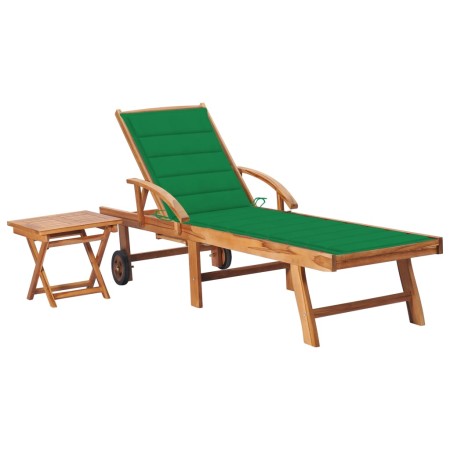 Liegestuhl mit Tisch und Kissen aus massivem Teakholz. von vidaXL, Liegen - Ref: Foro24-3063026, Preis: 298,79 €, Rabatt: %