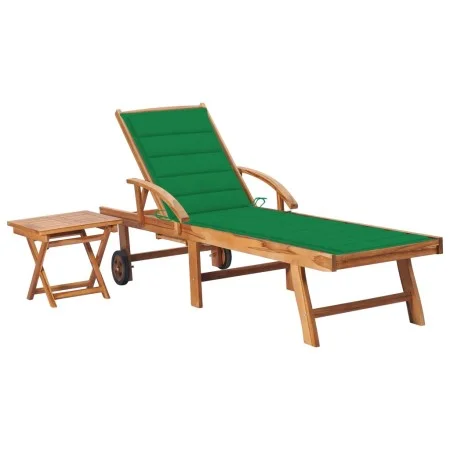 Liegestuhl mit Tisch und Kissen aus massivem Teakholz. von vidaXL, Liegen - Ref: Foro24-3063026, Preis: 314,78 €, Rabatt: %