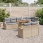 Conjunto de sofá de jardín con cojín 9 pcs beige y gris claro