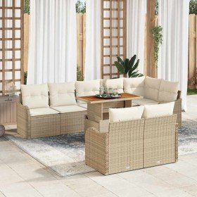 Conjunto de sofá de jardín 9 pcs beige y crema 100 x 55 x 73 cm