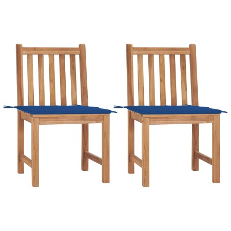 Gartenstühle 2 Einheiten aus massivem Teakholz mit Kissen von vidaXL, Gartenstühle - Ref: Foro24-3062926, Preis: 232,07 €, Ra...