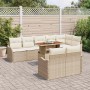 Conjunto de sofá de jardín 9 pcs beige y crema 100 x 55 x 73 cm