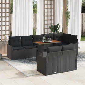 Conjunto de sofá de jardín Manual 9 pcs Negro 100 x 55 x 73 cm