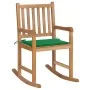 Schaukelstuhl aus massivem Teakholz mit grünem Kissen von vidaXL, Gartenstühle - Ref: Foro24-3062762, Preis: 155,58 €, Rabatt: %