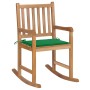 Schaukelstuhl aus massivem Teakholz mit grünem Kissen von vidaXL, Gartenstühle - Ref: Foro24-3062762, Preis: 160,06 €, Rabatt: %