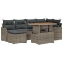 Conjunto de sofá de jardín con cojín 7 pcs Gris