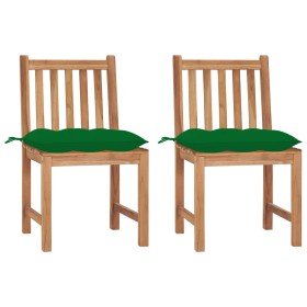 Sillas de jardín 2 unidades madera maciza de teca con cojines de vidaXL, Sillas de jardín - Ref: Foro24-3062936, Precio: 234,...