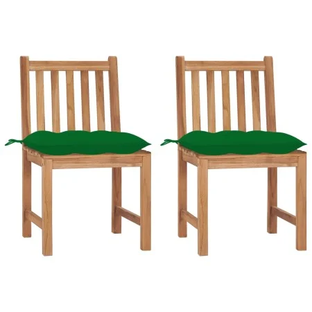 Garden chairs 2 units solid teak wood with cushions by vidaXL, Garden chairs - Ref: Foro24-3062936, Price: 226,27 €, Discount: %