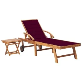 Tumbona con mesa y cojín madera maciza de teca by vidaXL, Loungers - Ref: Foro24-3063030, Price: 315,63 €, Discount: %