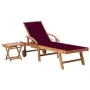 Tumbona con mesa y cojín madera maciza de teca de vidaXL, Tumbonas - Ref: Foro24-3063030, Precio: 315,23 €, Descuento: %