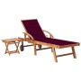 Tumbona con mesa y cojín madera maciza de teca by vidaXL, Loungers - Ref: Foro24-3063030, Price: 304,38 €, Discount: %