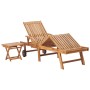 Tumbona con mesa y cojín madera maciza de teca by vidaXL, Loungers - Ref: Foro24-3063030, Price: 304,38 €, Discount: %