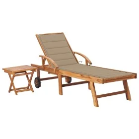 Liegestuhl mit Tisch und Kissen aus massivem Teakholz. von vidaXL, Liegen - Ref: Foro24-3063024, Preis: 310,09 €, Rabatt: %
