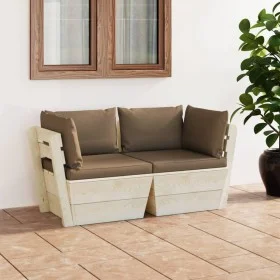 2-seater garden pallet sofa with fir wood cushions by vidaXL, Garden sets - Ref: Foro24-3063392, Price: 220,62 €, Discount: %