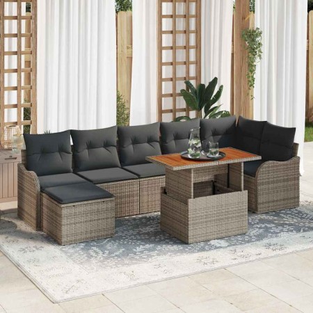 Conjunto de sofá de jardín con cojín 8 pcs Gris