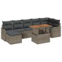 Conjunto de sofá de jardín con cojín 8 pcs Gris