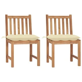 Gartenstühle, 2 Stück Massivholz aus Teakholz mit Kissen von vidaXL, Gartenstühle - Ref: Foro24-3062933, Preis: 231,21 €, Rab...