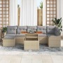Conjunto de sofá de jardín con cojín 8 pcs beige y gris claro