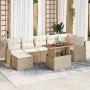 Conjunto de sofá de jardín con cojín 8 pcs beige y crema