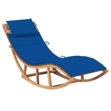 Tumbona mecedora con cojín madera maciza de teca de vidaXL, Tumbonas - Ref: Foro24-3063343, Precio: 344,31 €, Descuento: %